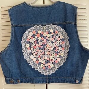 Vintage Denim Vest with Button Embellishment